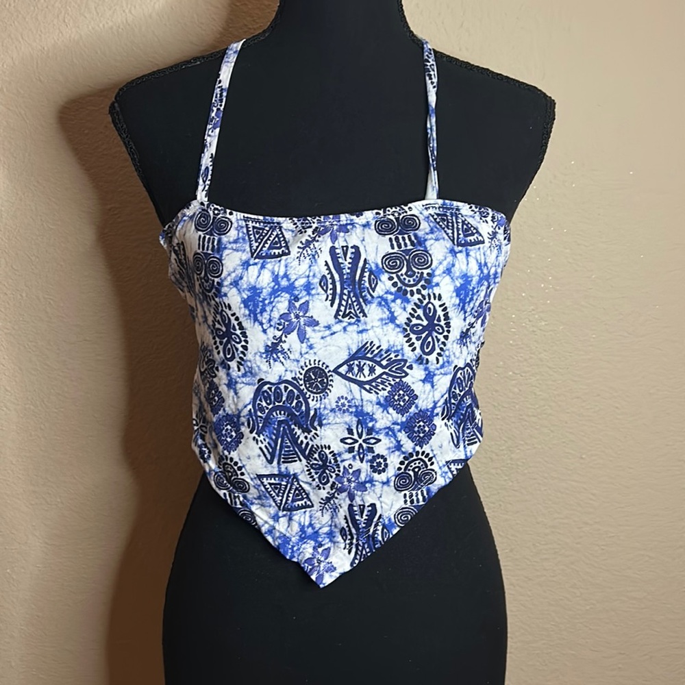 Blue Pattern Halter Top